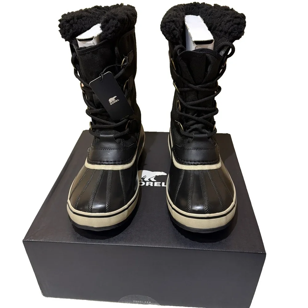 Sorel Men's 1964 Pac Nylon Waterproof Lace-Up Black Snow Boots Size 8 New